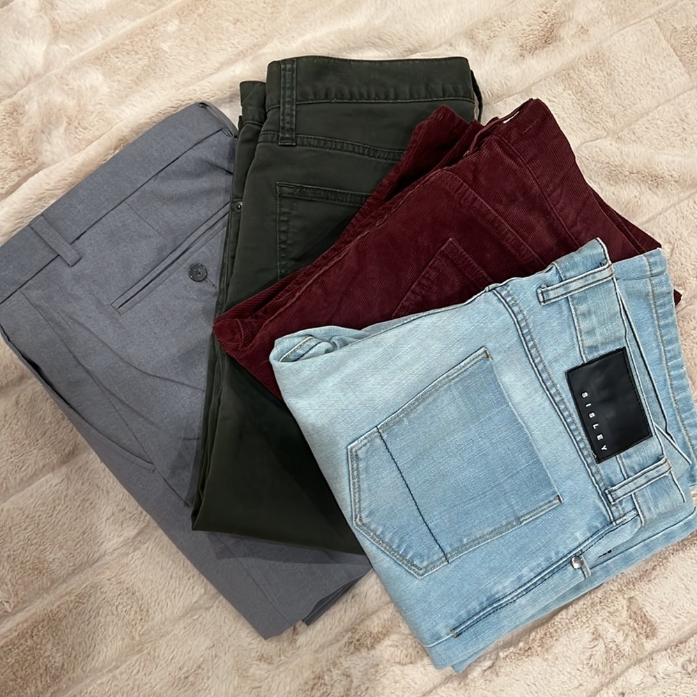Bundle of 4 man pants size 32 Sisley Calvin Klein Uniqlo